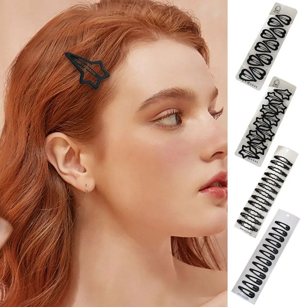 

10/12PCS Black Snap Hair Clips Barrettes For Women Girl Simple Sweet Headdress Waterdrop Clips Barrette Kid Hair Accessorie G2I0