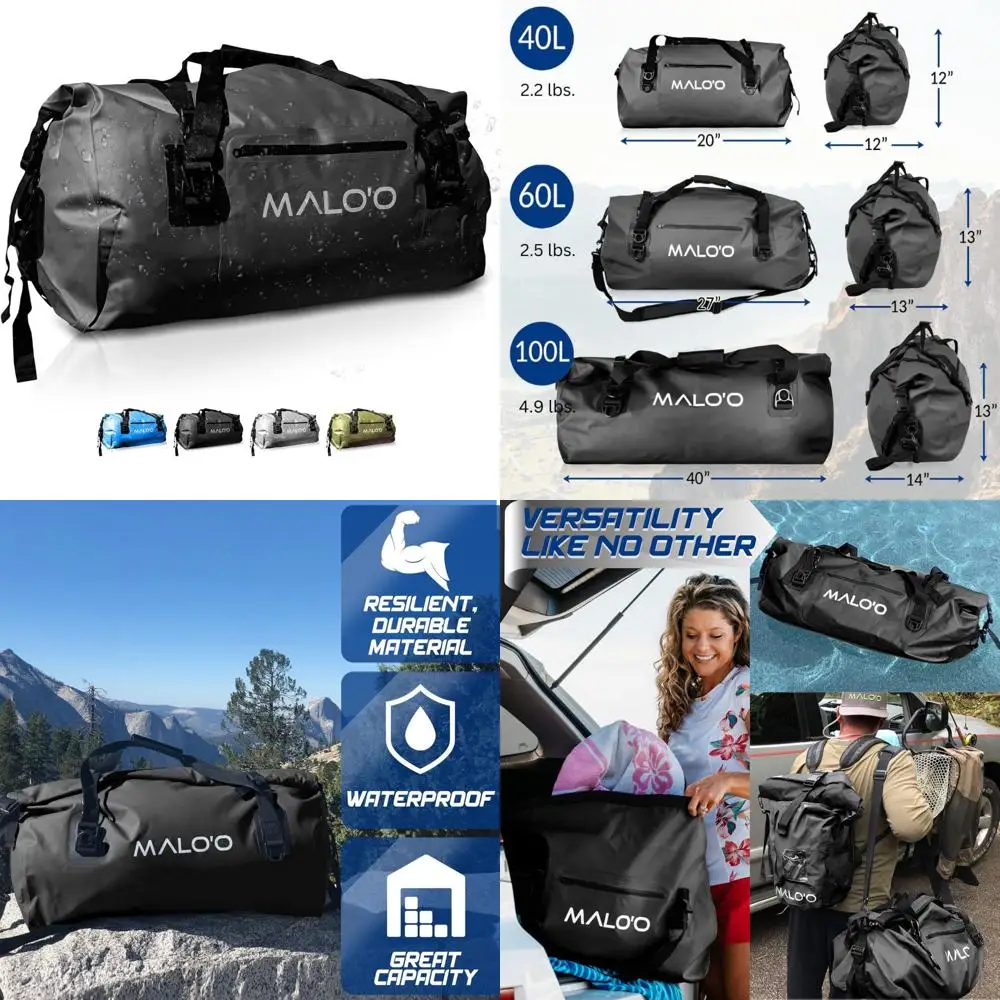 

Waterproof Dry Bags for Outdoor Adventures - 40L, 60L, 100L Roll Top Duffel for Kayaking, Rafting, Boating, Swimming, Camping