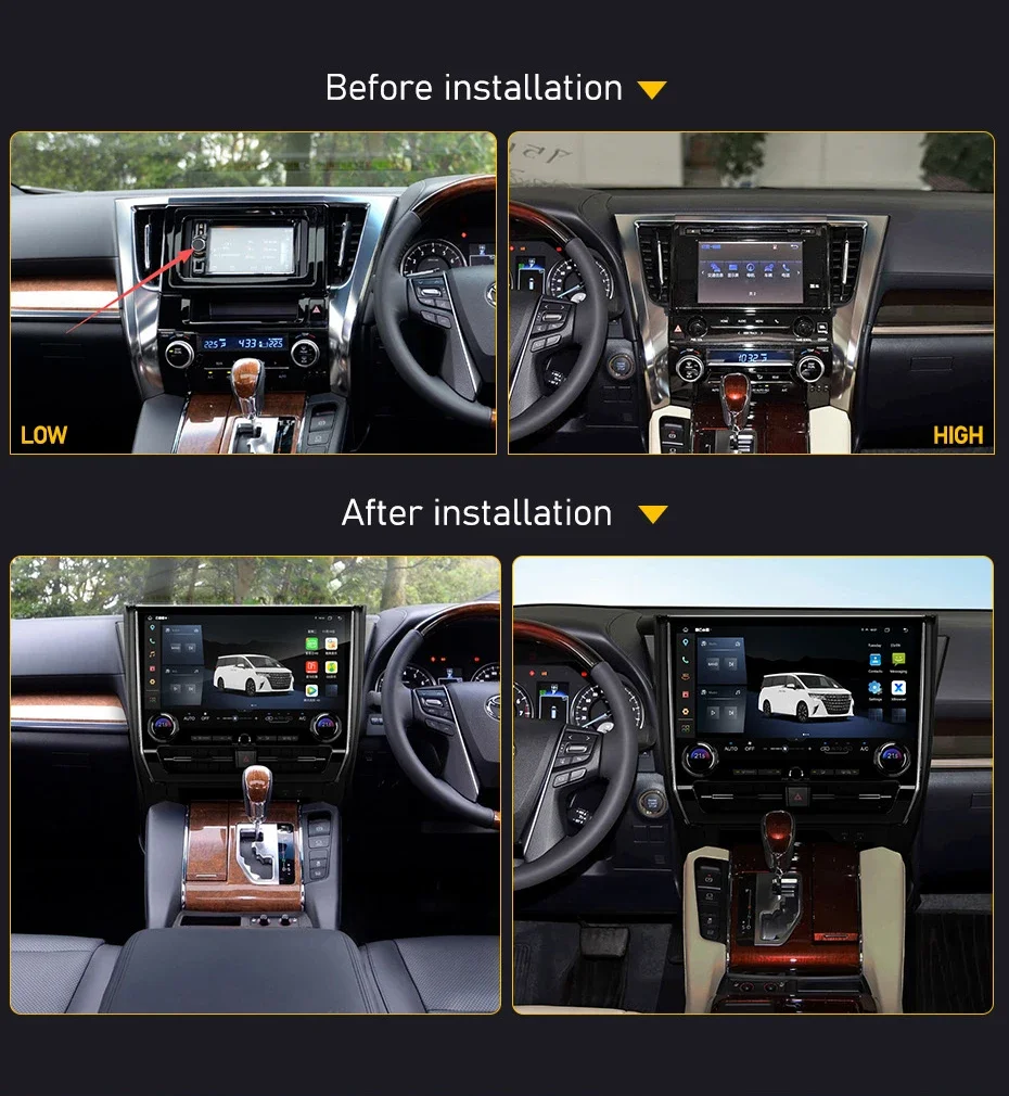 15.7Inch Android 14 For Toyota Alpha 30 Series To Alpha 40 Series 2015-2019 Car Radio Multimedia Player Carplay 4G WIFI GPS