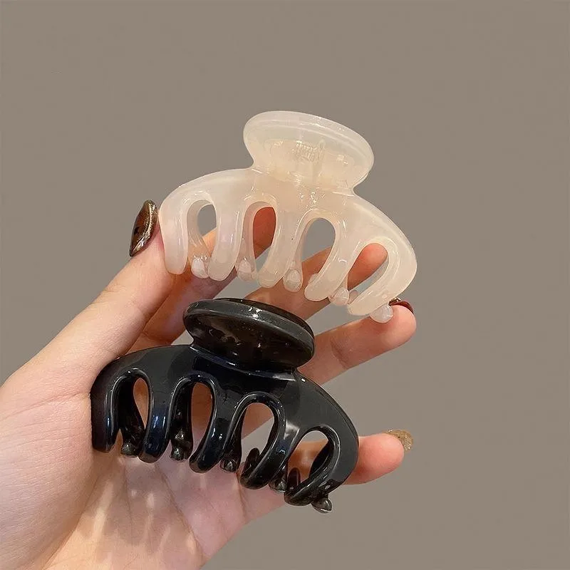 우아한 단색 작은 호박 모양 헤어 클로 여성 소녀용 달콤한 헤어 장식 클로 클립 헤어핀 헤어 클립 패션 헤어 액세서리