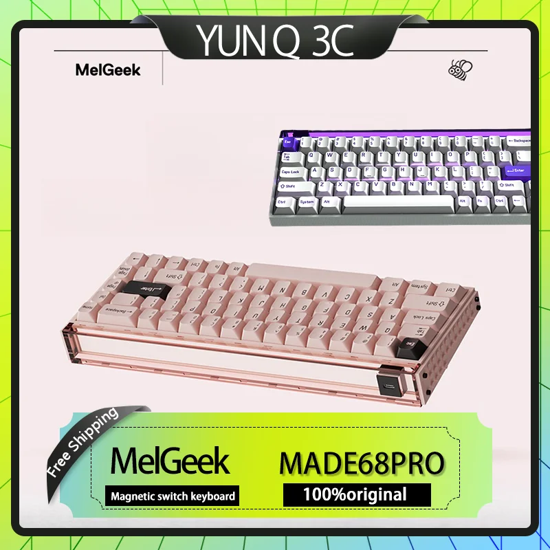 Melgeek Made68pro Magnetic Shaft Keyboard Brand New Pink Custom Switches Rgb Pc Esports Gaming Keyboard Accessories Gift