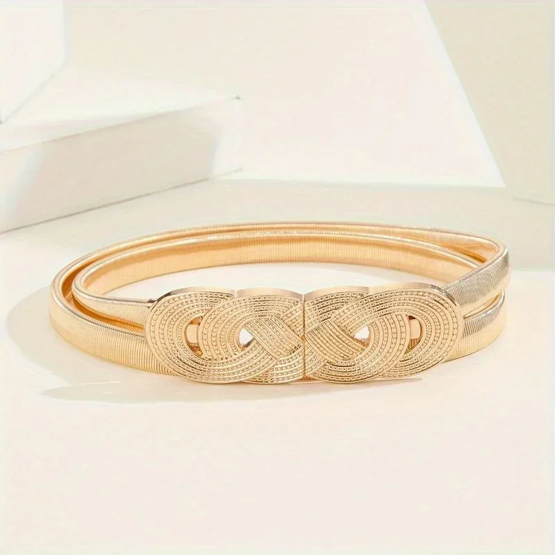 Vintage Copper Waist Chain Belt - Knotted Elastic Waistband Dress Belt for Women, Fashion Accessory & Gift