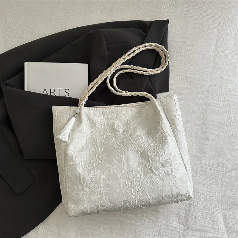 

Chinese Traditional Summer Tote Bag NewnShoulder Bag Large Capacity Hanfu Fashion Accessories Simple and Casual Square Bag