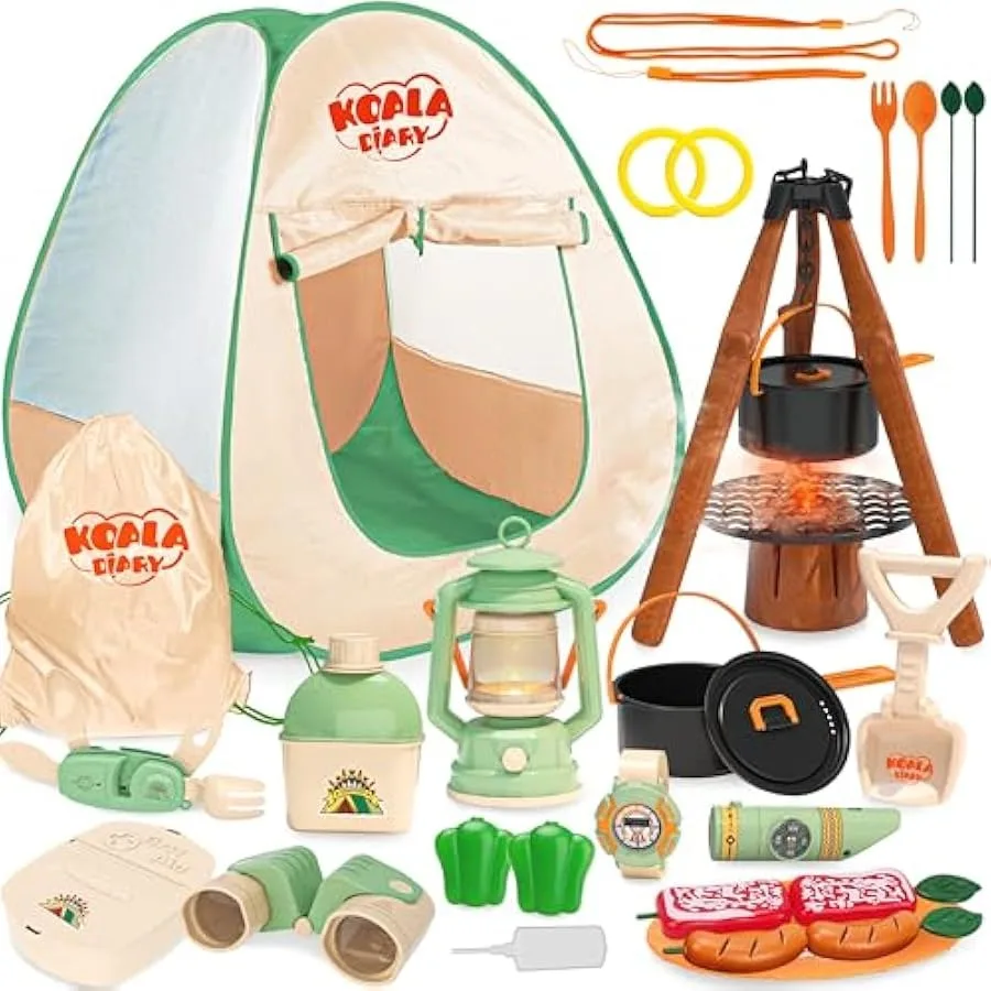 Camping-Set SMILESSKIDDO 41-teiliges Camping-Set für 3–5 Personen mit Pop-Up-Zelt – Spielen im Innen- und Außenbereich, Camping-Spielzeug für Kleinkinder
