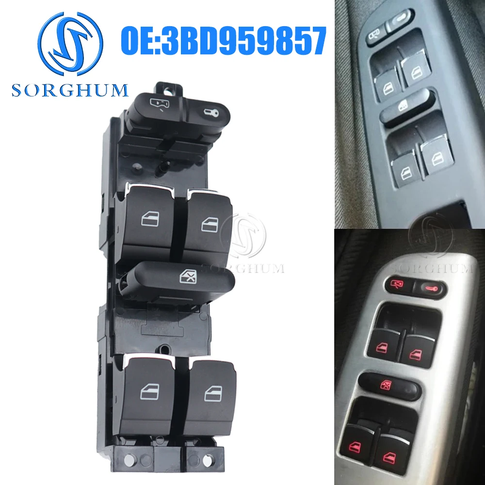 

SORGHUM OEM 3BD959857 For 3BD VW Window Switch GTI Golf MK4 Jetta Seat Leon BORA Passat B5 Power Window Switch Conrol Button