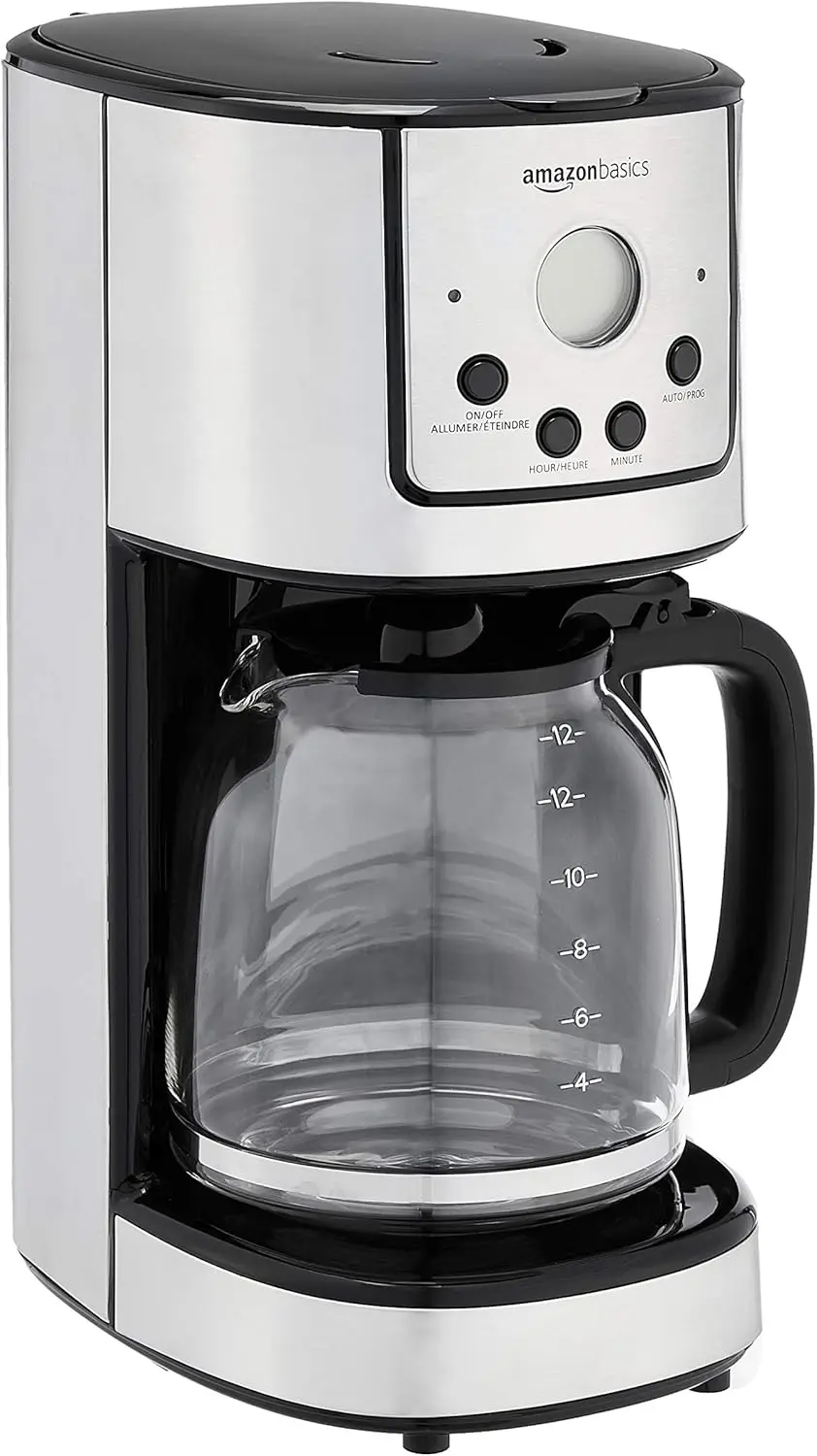 

Programmable Coffeemaker with Carafe and Reusable Filter, Stainless Steel, 12 Cups,