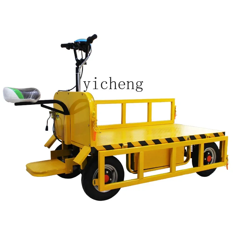 

TQH electric flat truck trolley load king lift truck four wheels construction site folding trailer