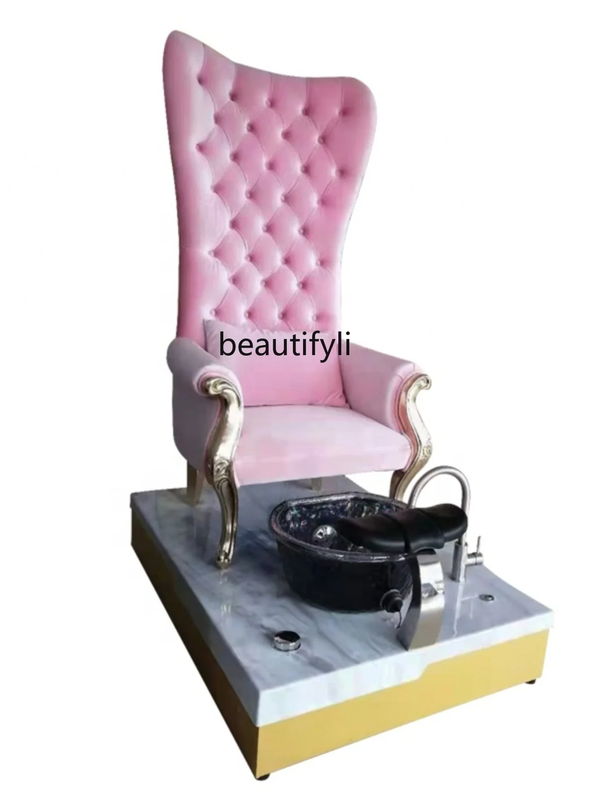 

European-Style High Back Chair Classical Nail Beauty Sofa Spa Spa Hand and Foot Care Stool