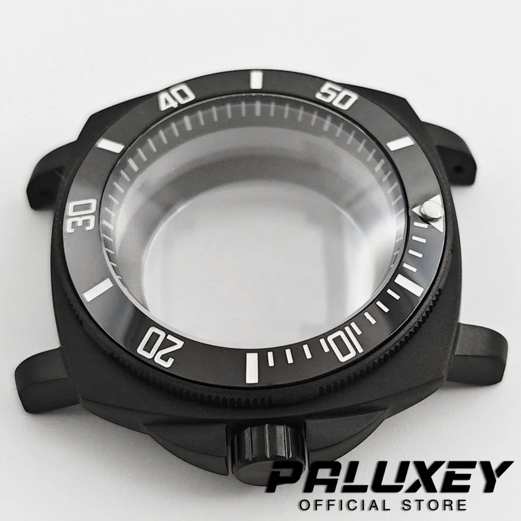 Watch Mod Part PVD Black 42mm Square Matte Diving Case Dome Sapphire Crystal Fit NH34 NH35 NH36 NH38 NH70 Movement 28.5mm Dial