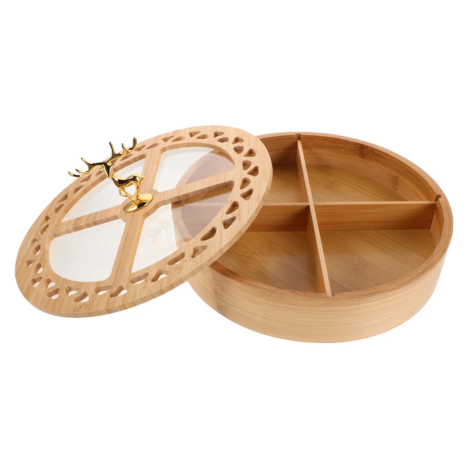 

Four Compartment Snack Container Nut Storage Box Dry Fruit Tray with Lid Sealed Organizer Serving Dish Dried Fruit Storage Box