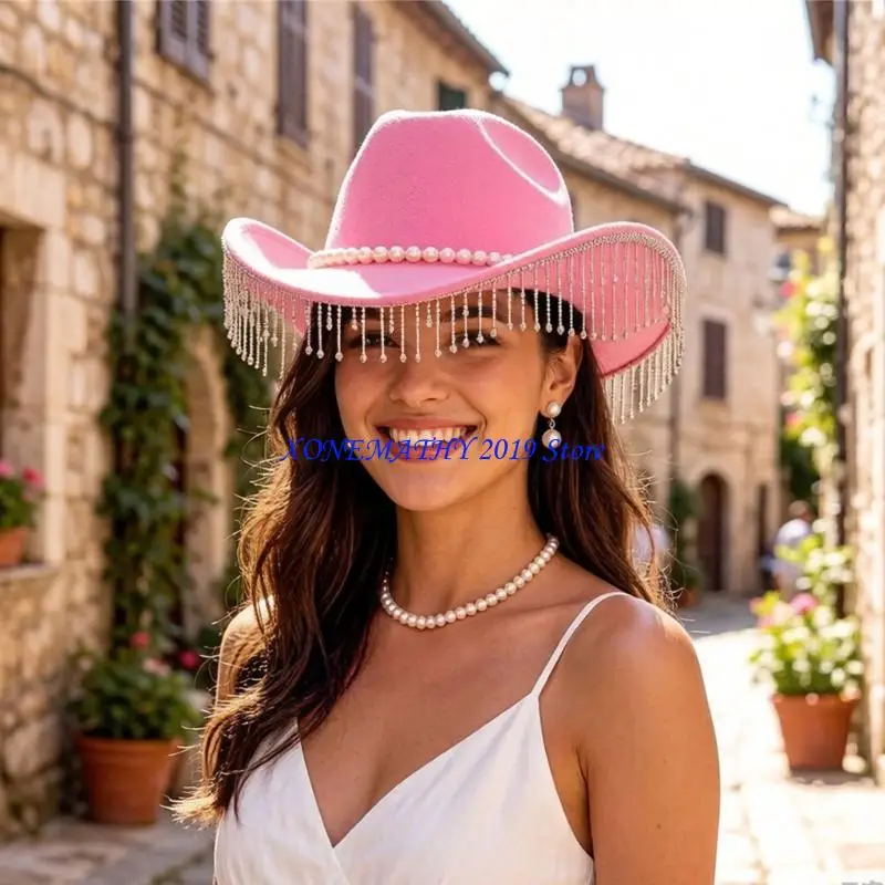 

F42F Rhinestones Western Hat For Men Women Unisex Use In Various Fashion Outfits And Activities
