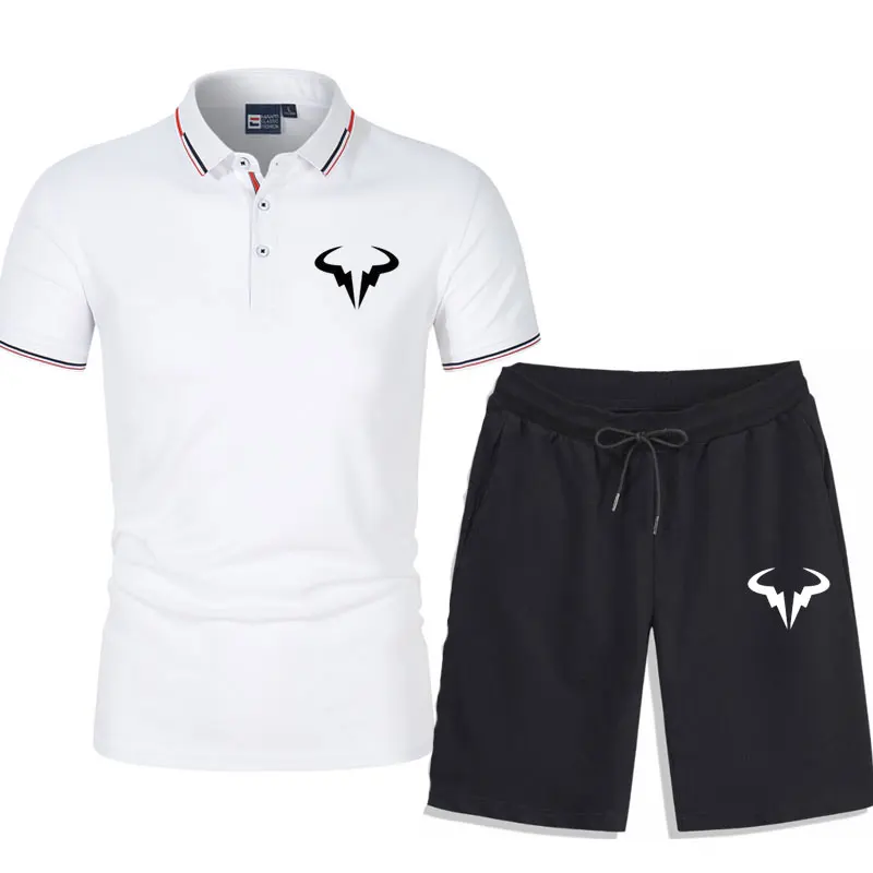 Sports Fitness Suits Nadal tennis Men's Sets Casual Jogging Sportswear Polo Shirt Suit Beach Shorts+Polo Shirt Gym Men Clothing