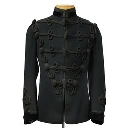 Men's Imperial Hussar Military Cosplay Black Jacket British Army Hussars Costume Uniform Coat Parade Jacket Custom Made