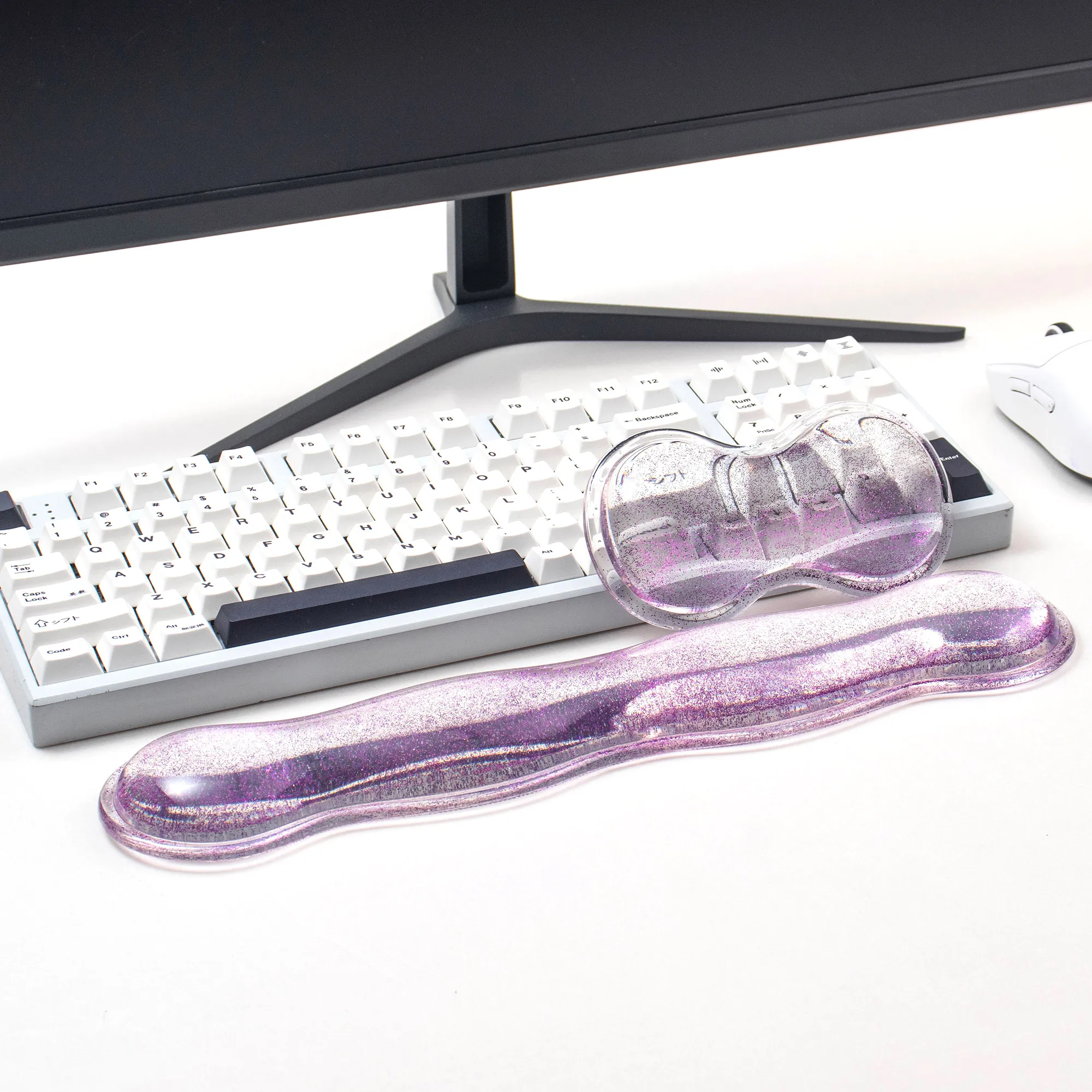 グリッターパープルゲルキーボードマウスリストレスト人間工学に - Tradescantia Purple のレビューと価格
