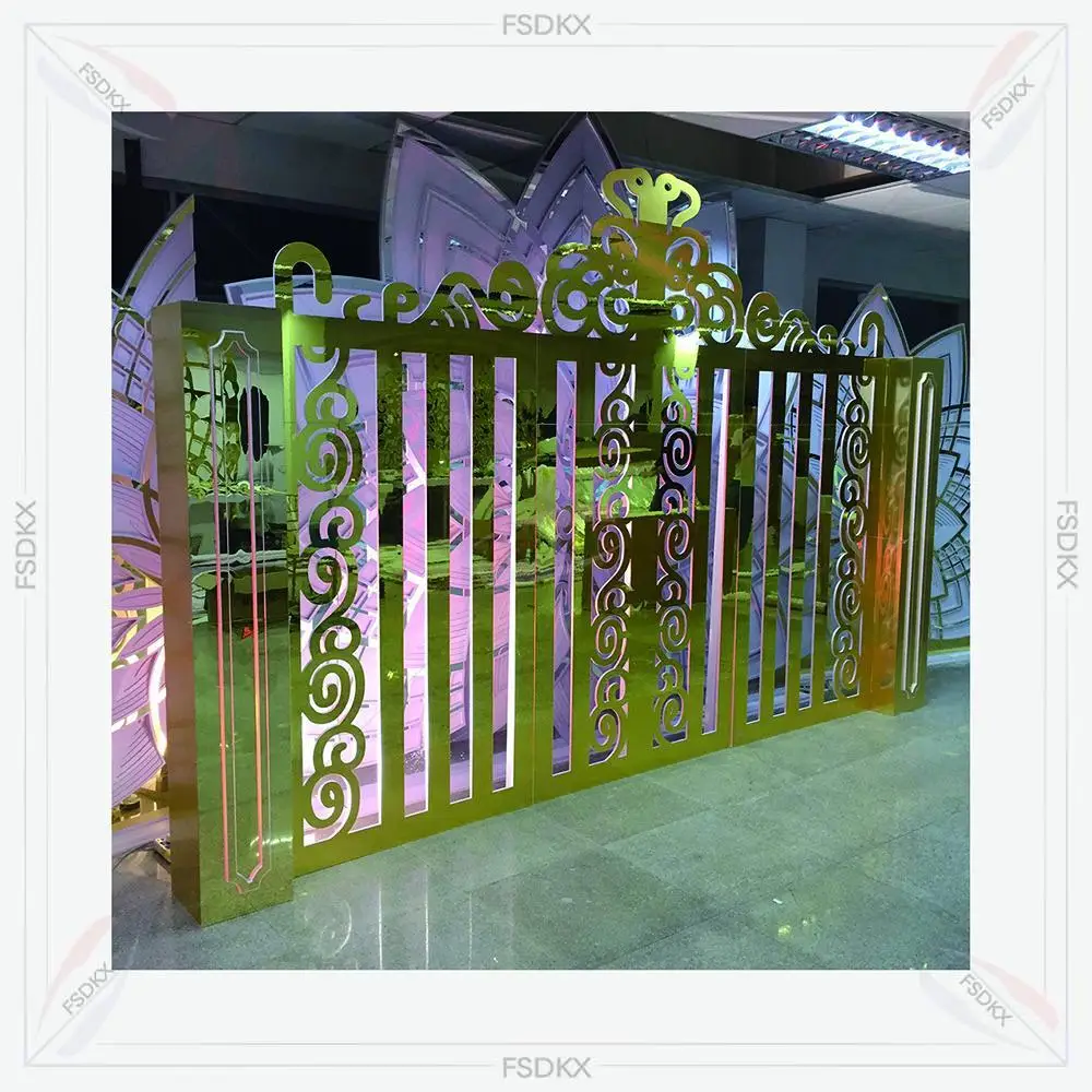 

Attractive Design Wedding Event Arch Golden Backdrop for Wedding Stage Decoration Backdrops