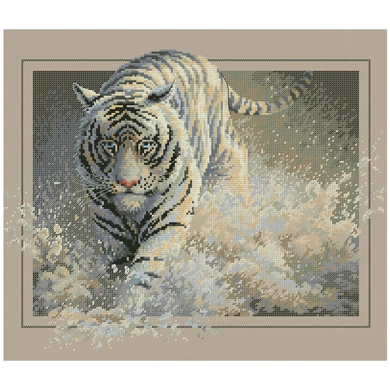 

Water Tiger Animals Patterns Counted Cross Stitch 11CT 14CT DIY Chinese Cross Stitch Kits Embroidery Needlework Sets Home Decor