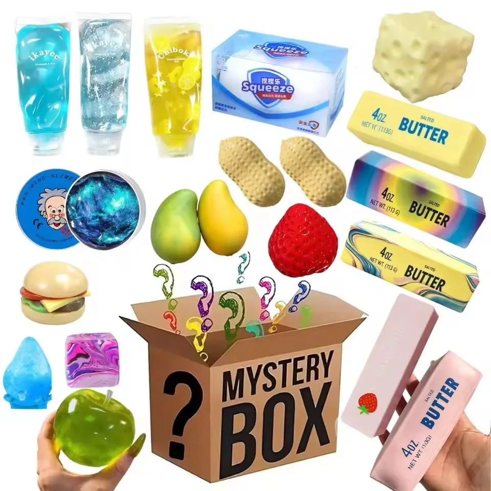 100+ Pieces Assorted Squishy Figures Blind Box Surprise Toys, Slow Rising Soft Fidget Toys Featuring Giant Gorilla, Moai Head, P