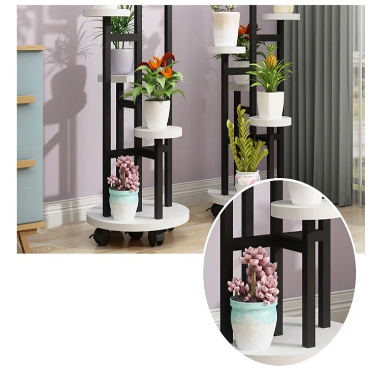 Soporte para plantas de bambú para suelo de sala de estar, estante nórdico de madera maciza para flores, estante para maceta para flores y balcón