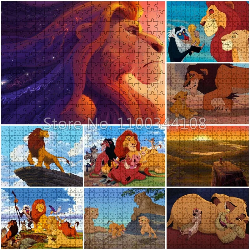 300/500/1000 Pieces Disney The Lion King Jigsaw Puzzles Cartoon Characters Puzzles for Children's Intellectual Handmade Toys