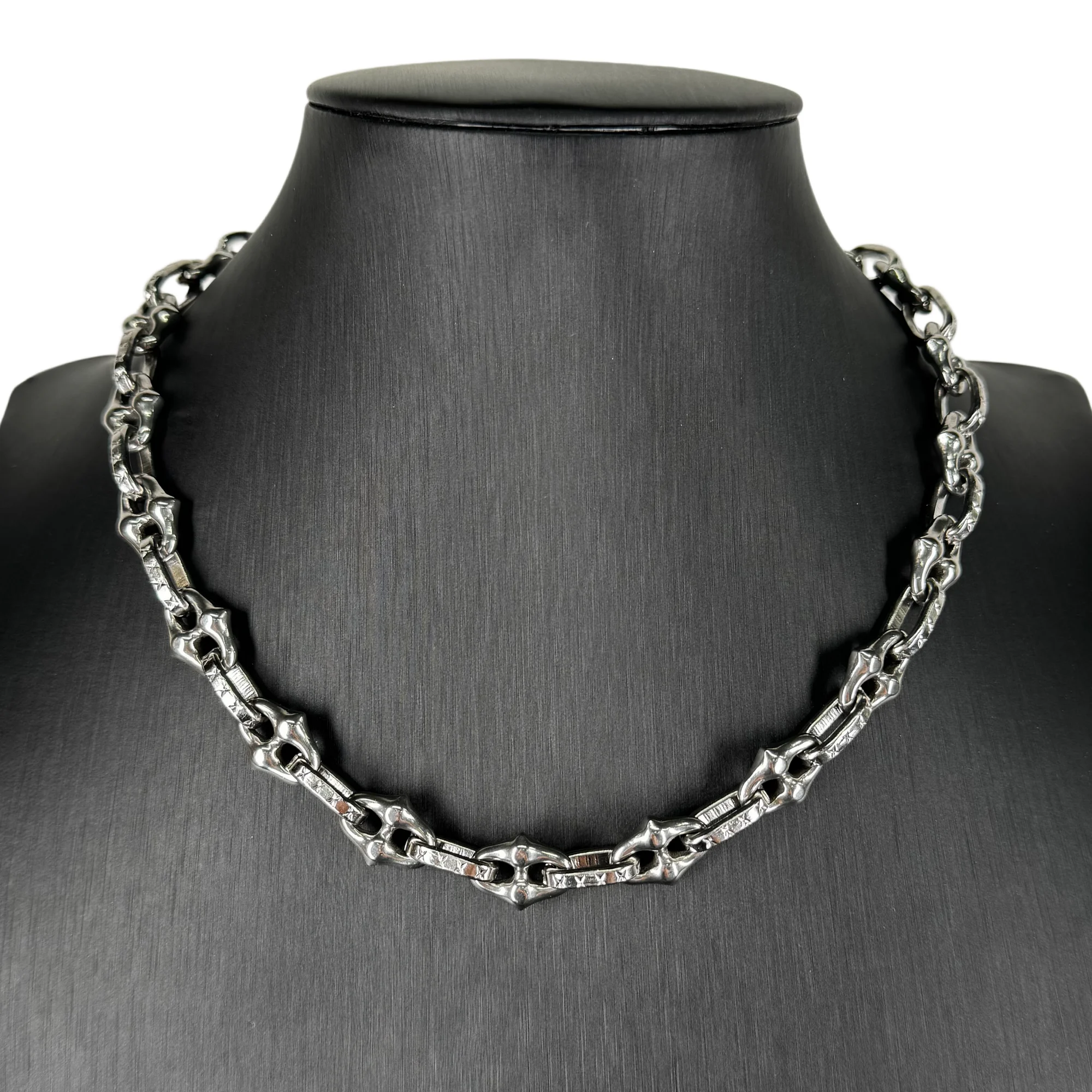  Y2K Gothic Punk Spike Link Kettchen Halskette Silber Dicke Kette Verstellbar Hip Hop Streetwear Unisex Modeschmuck – Detail 2
