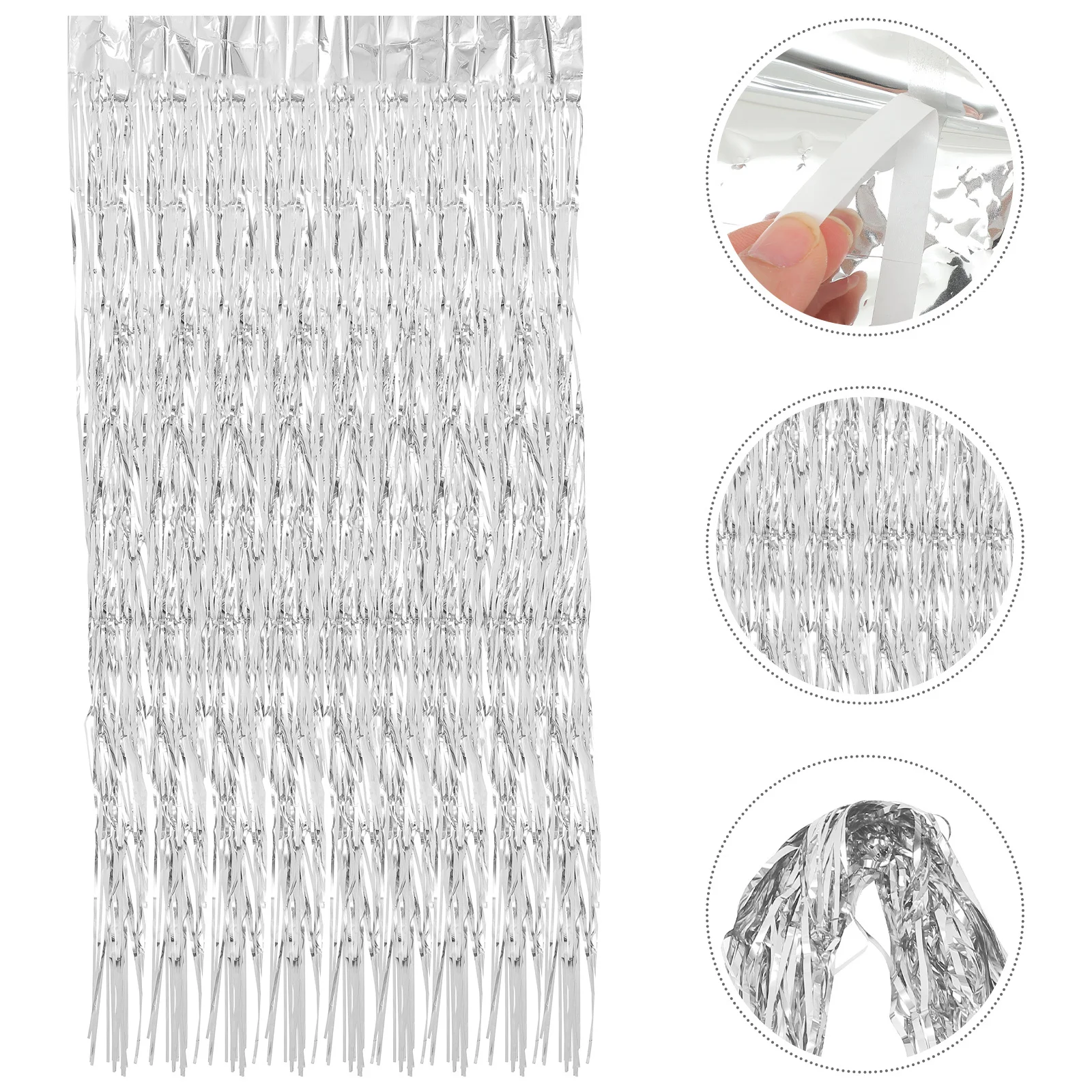 

5pcs Fringe Curtains Tinsel Streamer Curtain Party Backdrop Decor For Birthday Wedding Christmas Disco Door Wall Window Hanging