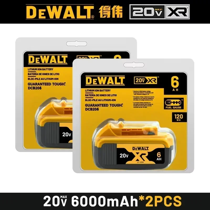 Batterie de remplacement 100 % originale 20V 6.0Ah/5Ah MAX pour outils électriques DeWalt DCB184 DCB181 DCB182 DCB200 20V 6A 18V