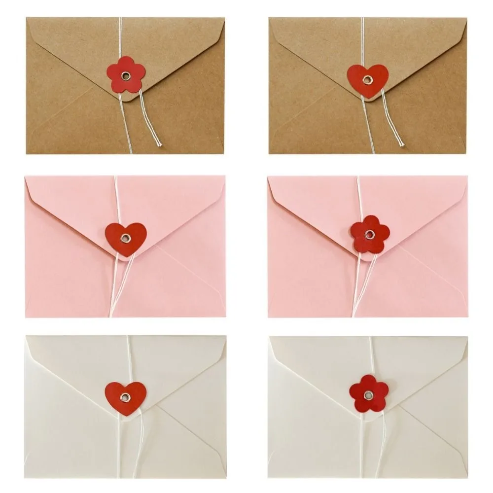 20Pcs Vintage Valentine Window Envelopes Love Gift Envelope Kraft Paper Envelopes Cash Envelope Gift Packaging Bag