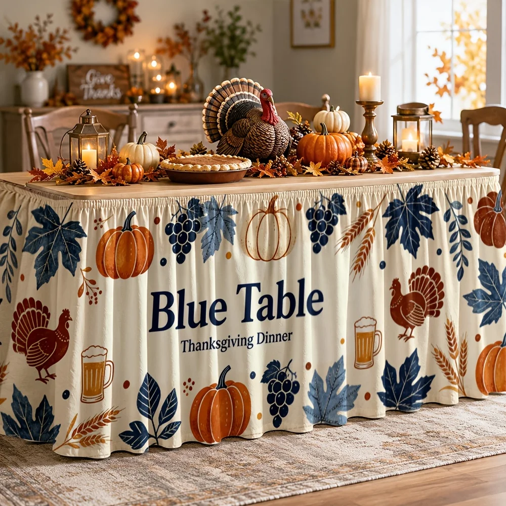 Rural farmhouse style: Warm and cozy. Attractive for holiday gatherings. Table decoration: Tablecloth