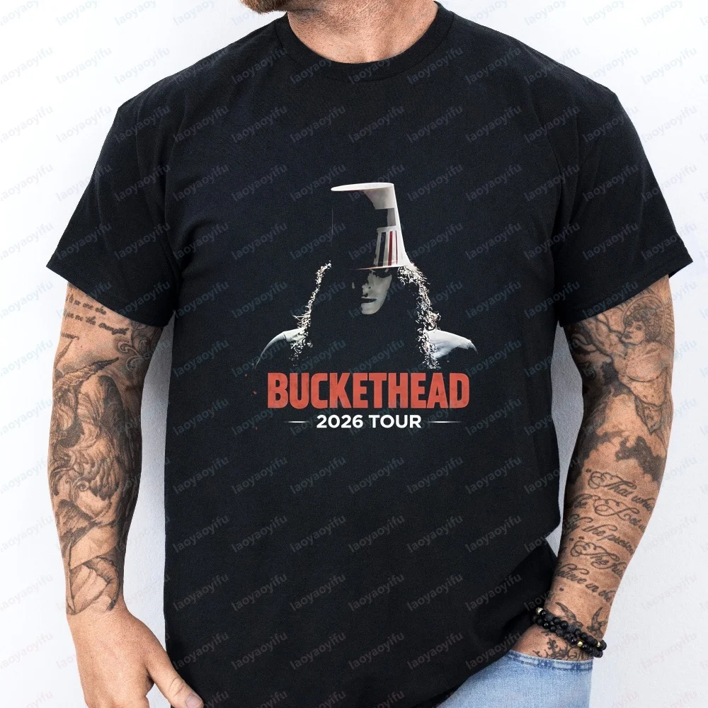 Retro Buckethead Electric Guitarist Summer Fashion Short-sleeved Men's and Women's Universal Round-neck Comfortable T-shirt