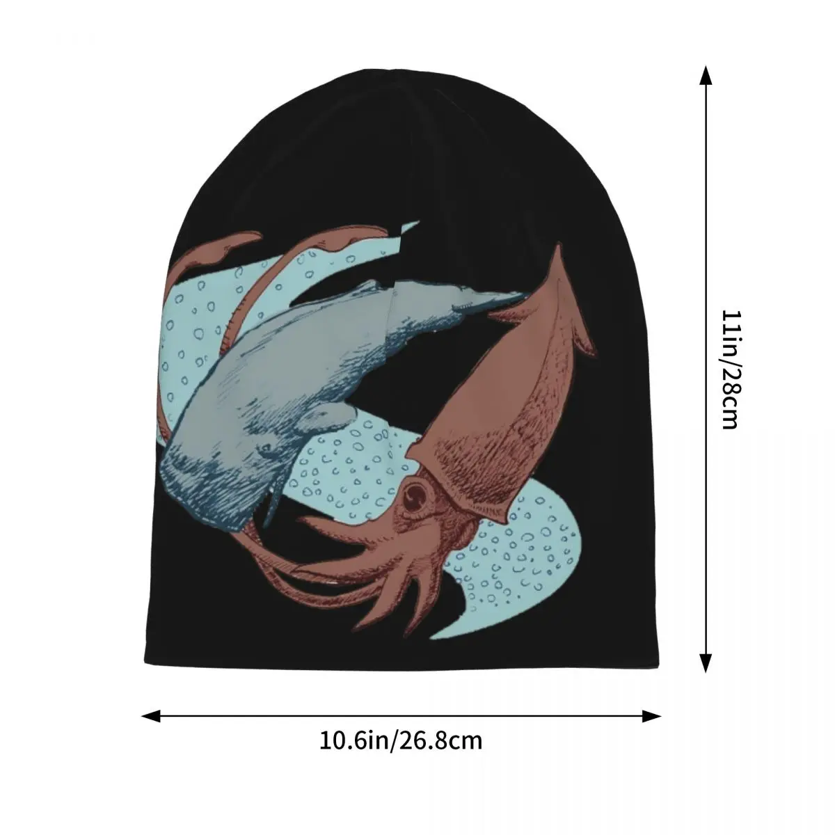 الحيوانات المنوية الحوت مقابل الحبار العملاق الدافئة محبوك قبعة موضة بونيه قبعة الخريف الشتاء في الهواء الطلق قبعات حريمي للرجال النساء الكبار