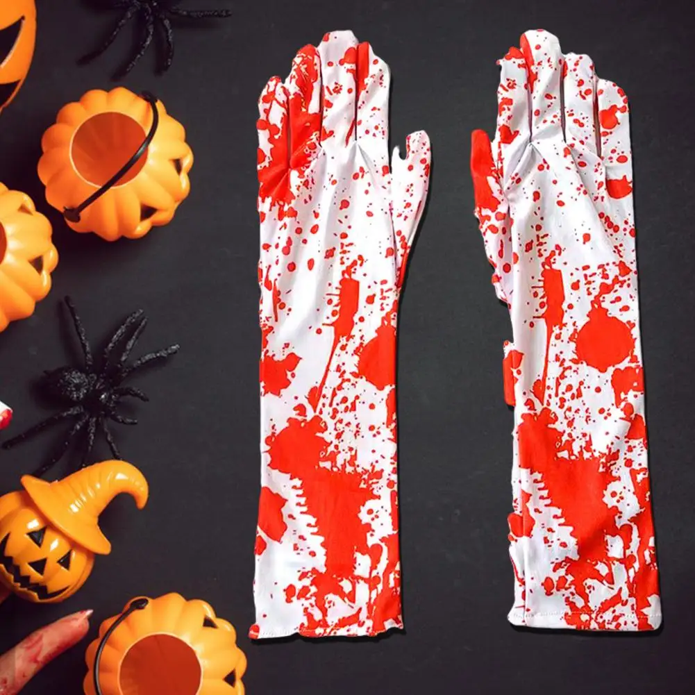 Glow Dark Skeleton Gloves Halloween Bone Print Gloves Halloween Skeleton Gloves with Ghost Hand Print Full Fingers for A