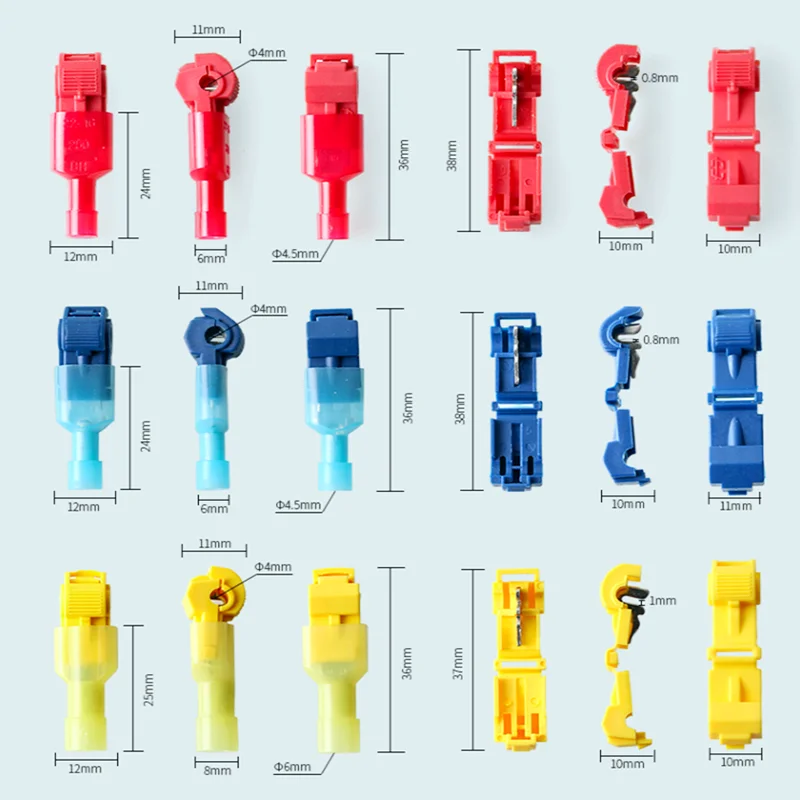 20 PCS,T-type Terminal Blocks,Wire And Cable Connection Clip,Quick peel-Free Connector Plug,Household Splicing Connector