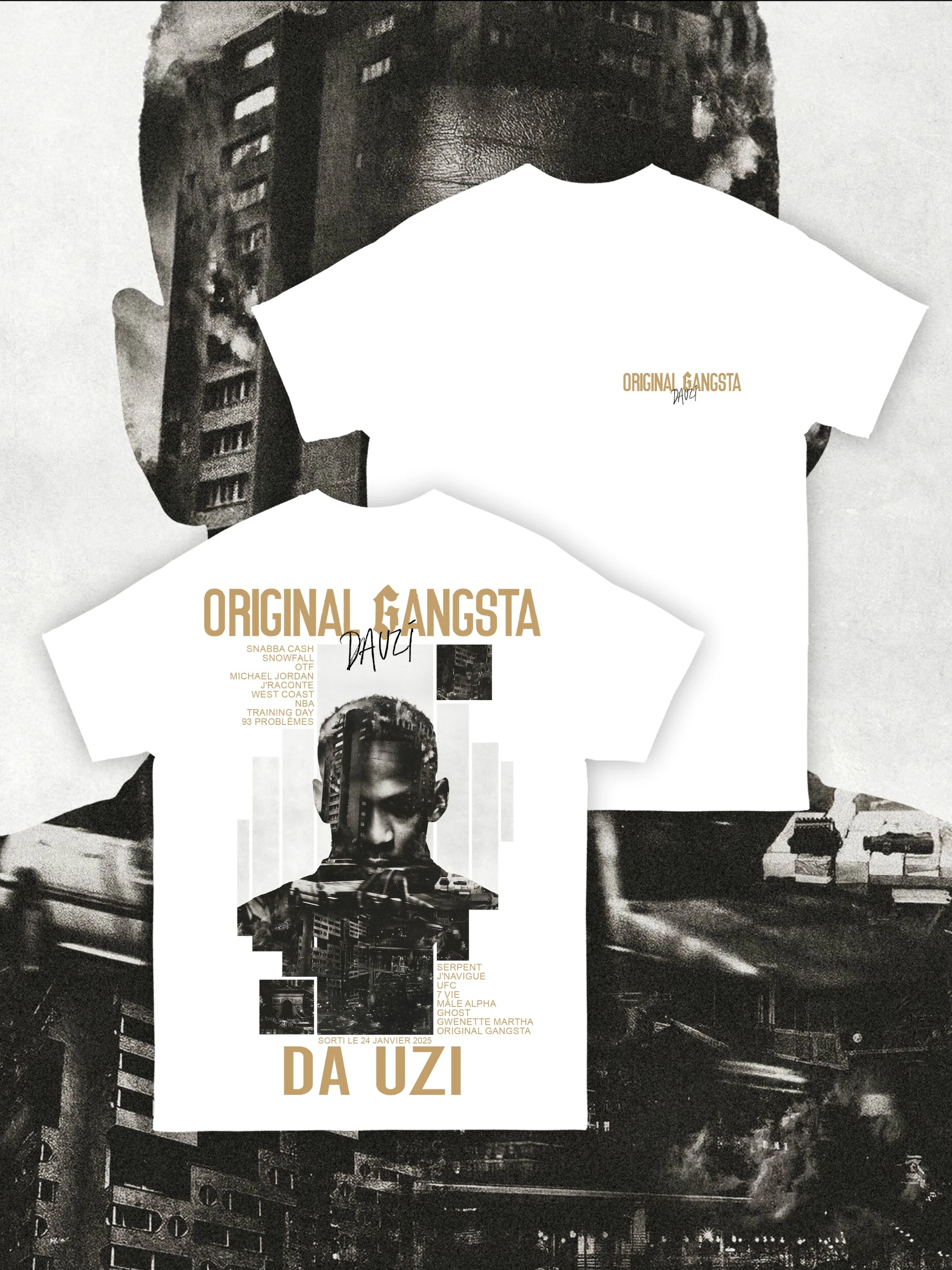 Camiseta ORIGINAL GANGSTA del álbum del rapero DA Uzi, camiseta de algodón Unisex para hombre y mujer, camiseta Y2k de gran tamaño, camiseta exclusiva para fanáticos de la gira