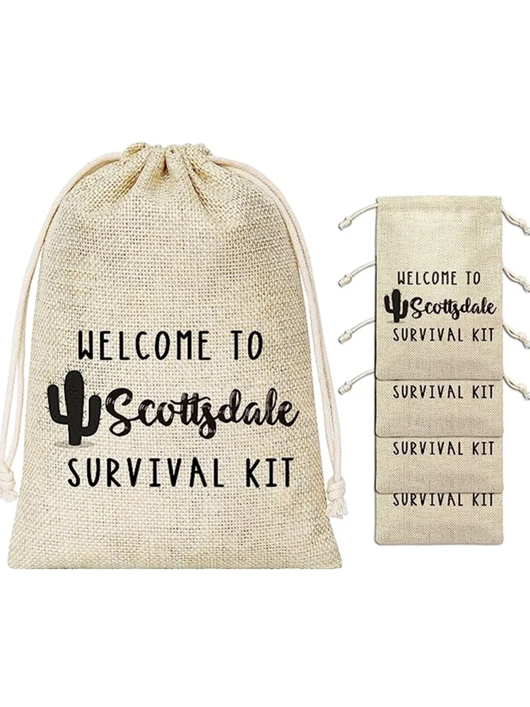 20pcs Hangover Gift Bags - Welcome To Scottsdale Survival Kit - Cotton Gift Bag For Hangover Party, Bachelorette Party Bag