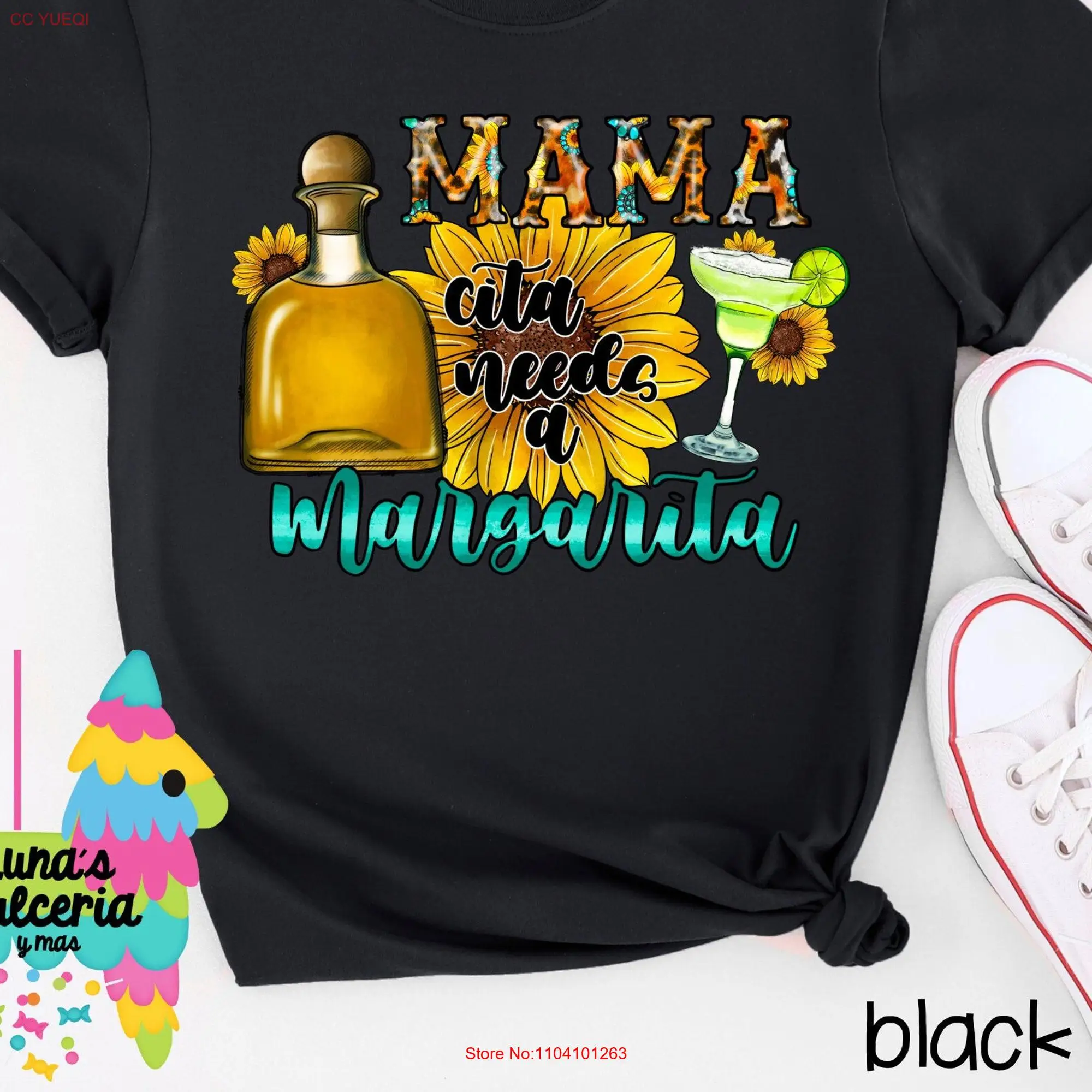 Mamacita Needs a Margarita Bottle Sunflower T Shirt Mother's Day for Mom Her Cinco de Mayo Fiesta San Antonio Texas