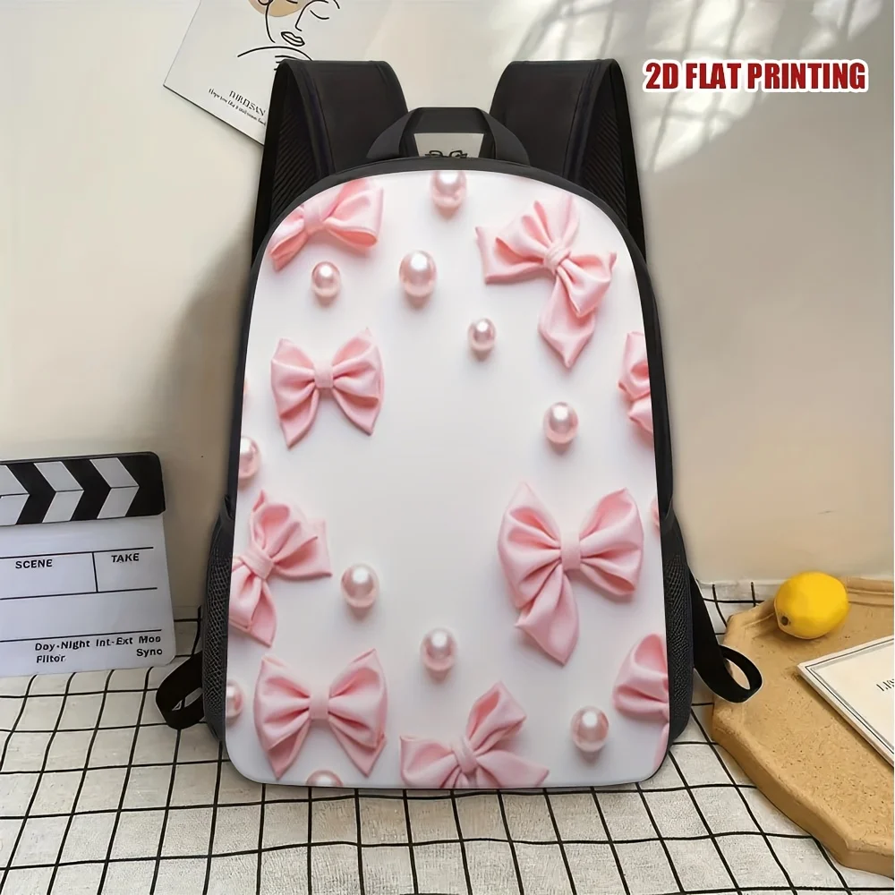 

1 Pink Elegant Backpack for Students - Lightweight School Bag with Adjustable Shoulder Straps, Zipper Closure, 2D Flat Print