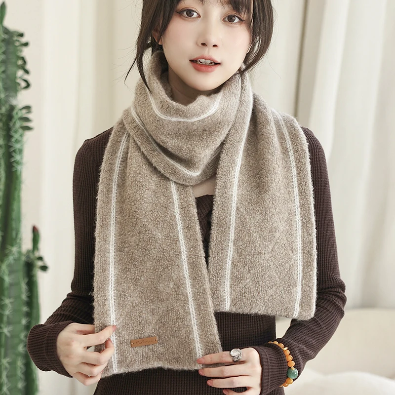 

Unisex Double-Sided Cashmere Wool Scarf with Terry Design Warm Soft Versatile for Men And Women Accessory for Autumn Winter