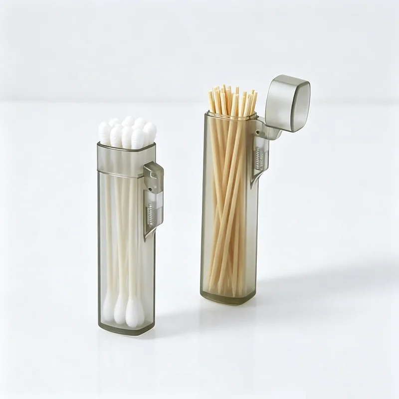 Portable Toothpick  Cotton Swab Organizer Storage Holder Plastic Travel Box with Lid for Home Office And Travel