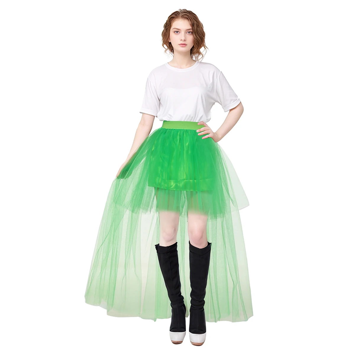 Jupe gothique Punk en Tulle doux, Streetwear Steampunk, maille haute et basse, Costume de carnaval Cosplay Rock pour femmes