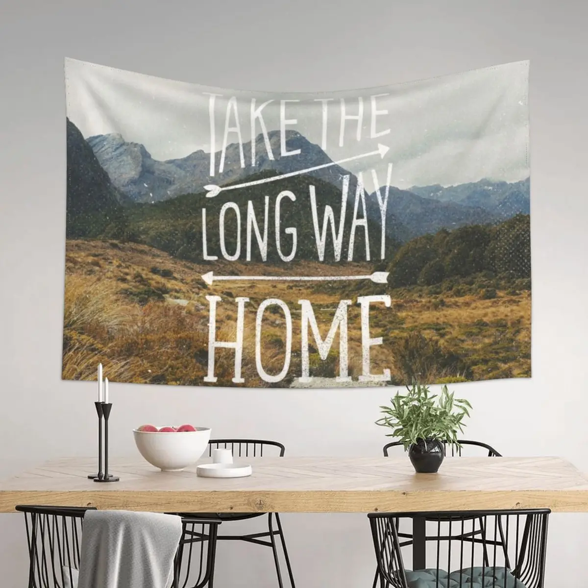 

TAKE THE LONG WAY Tapestry Decoration Room Living Room Decoration Aesthetic Room Decor Korean Korean Decor Tapestry