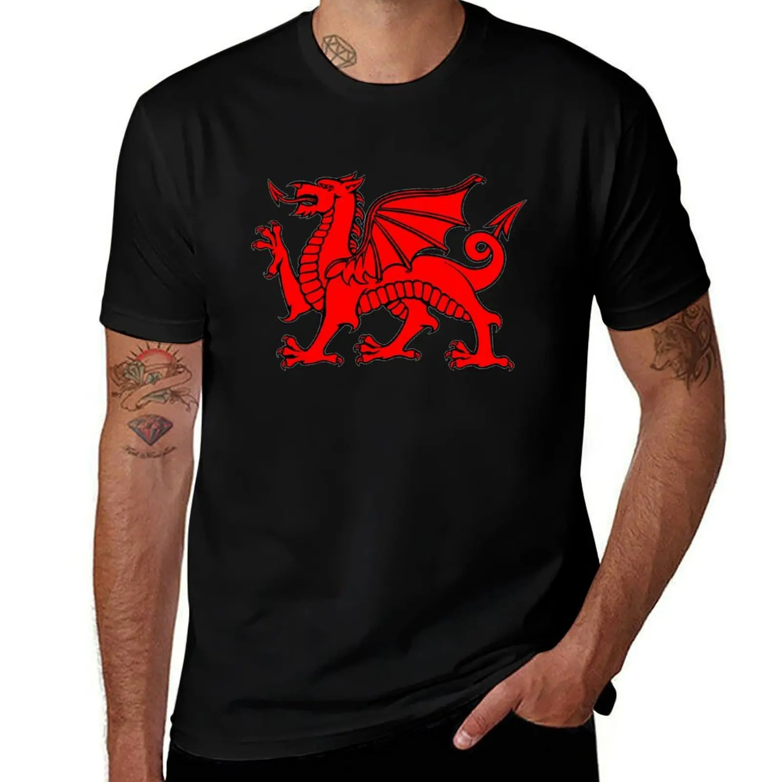 Wales, Welsh Flag, Welsh Dragon, Ddraig Goch T-Shirt sports fans summer clothes Men's t-shirt