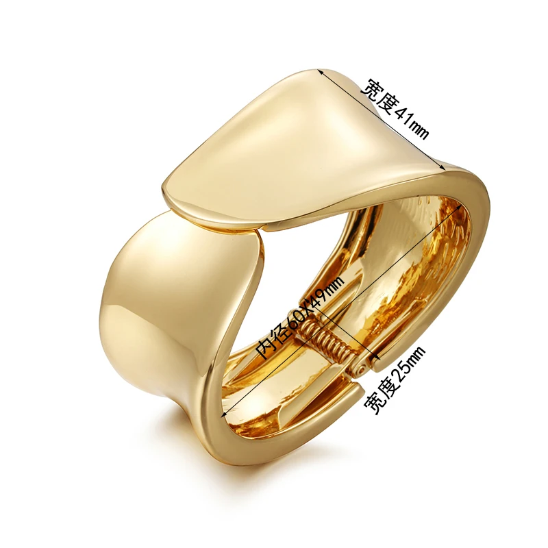 Ingemark Exaggerated Punk Irregular Wide Cuff Bangle for Women Vintage Gold Color Chunky Metal Bracelets Men Hand Jewelry Gift