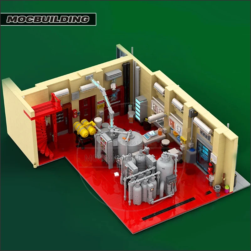 Klocki laboratoryjne MOC budują scenę filmową łamanie modelu złej architektury DIY technologia montażu cegieł kolekcja zabawka prezenty bożonarodzeniowe