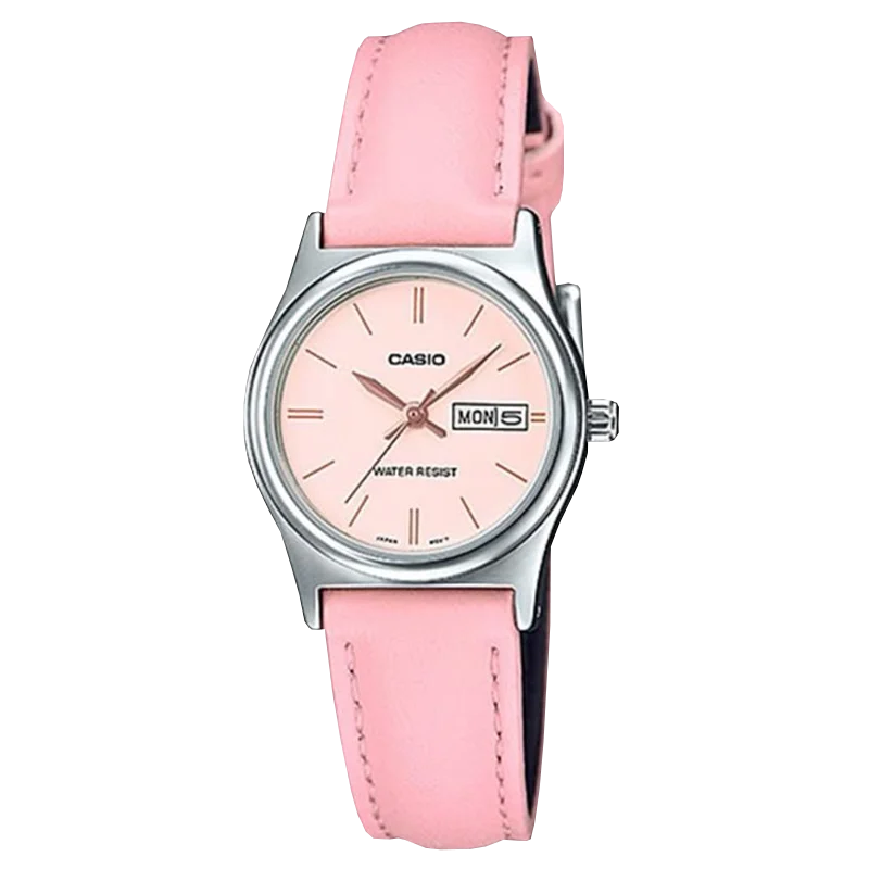  CASIO LTP-V006L Women's Analog Watch, Leather Strap, Day & Date Display, 30M Water Resistant, Casual Business Wrist Watch