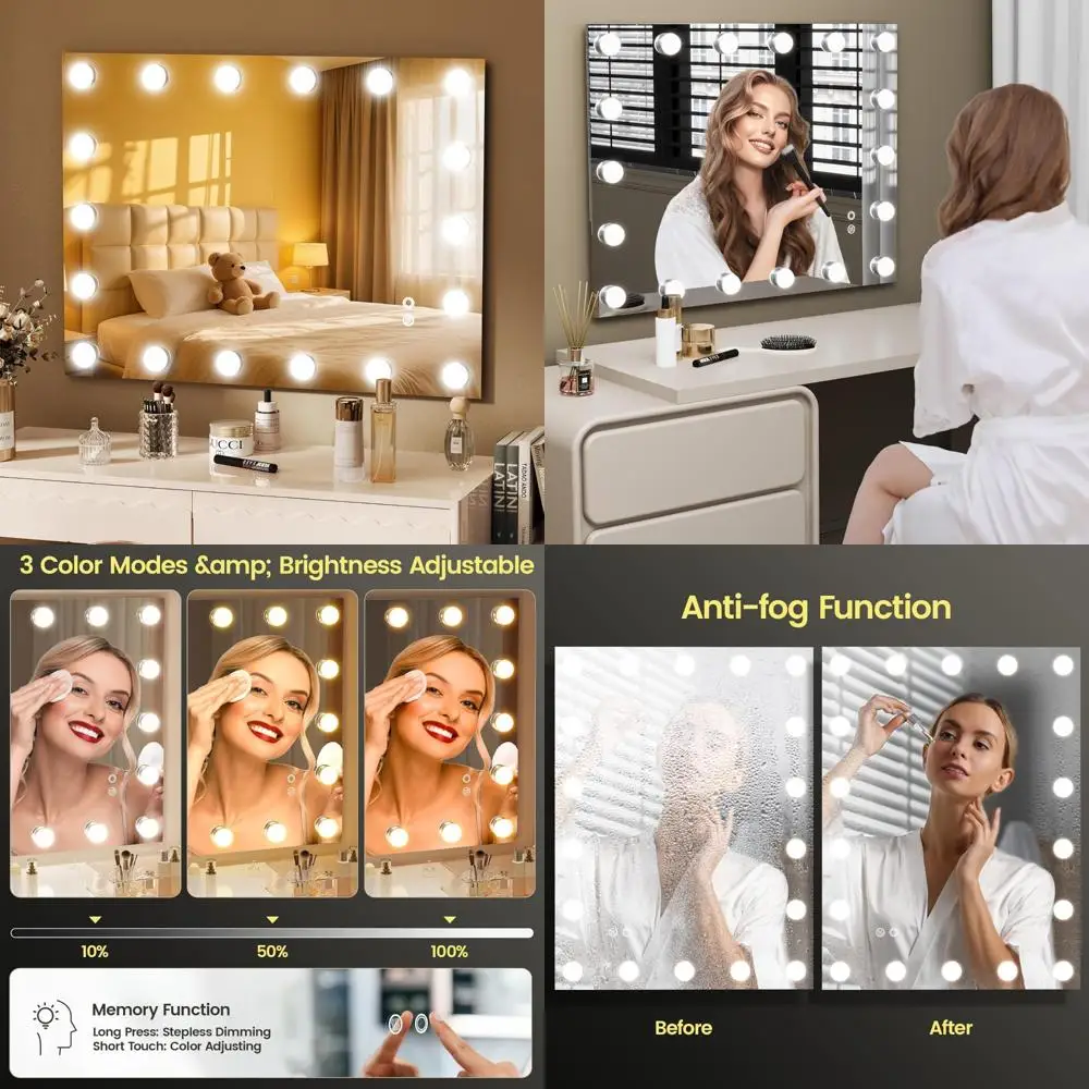 

LED-Illuminated Anti-Fog Bathroom Mirror, 24x32 inches, Stepless Dimmable, High CRI 90+, Vanity Mirror with 3 Color Temperatures