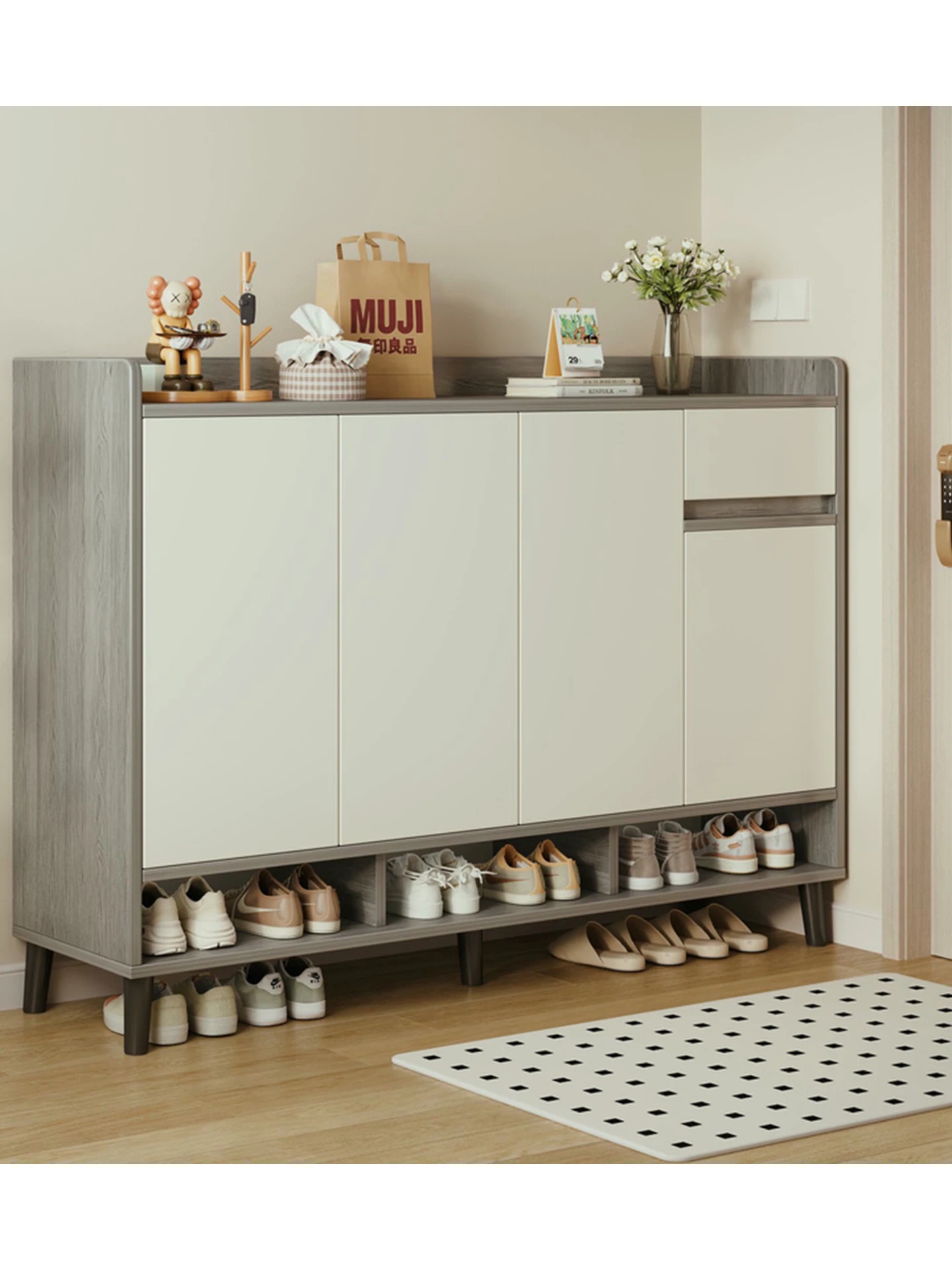 

Shoe Cabinet Door 2025 New Entrance Entrance Storage Storage Cabinet Integrated Against The Wall Multi-layer Large-cap