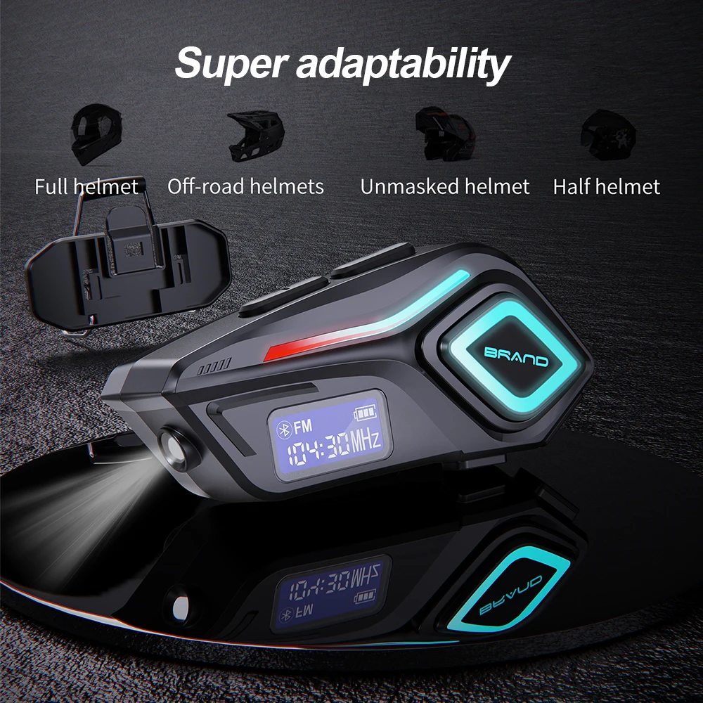 

Kebidumei мотоциклетные беспроводные Bluetooth 5,3 IPX8 водонепроницаемая гарнитура для шлема громкой связи наушники с защитой от помех