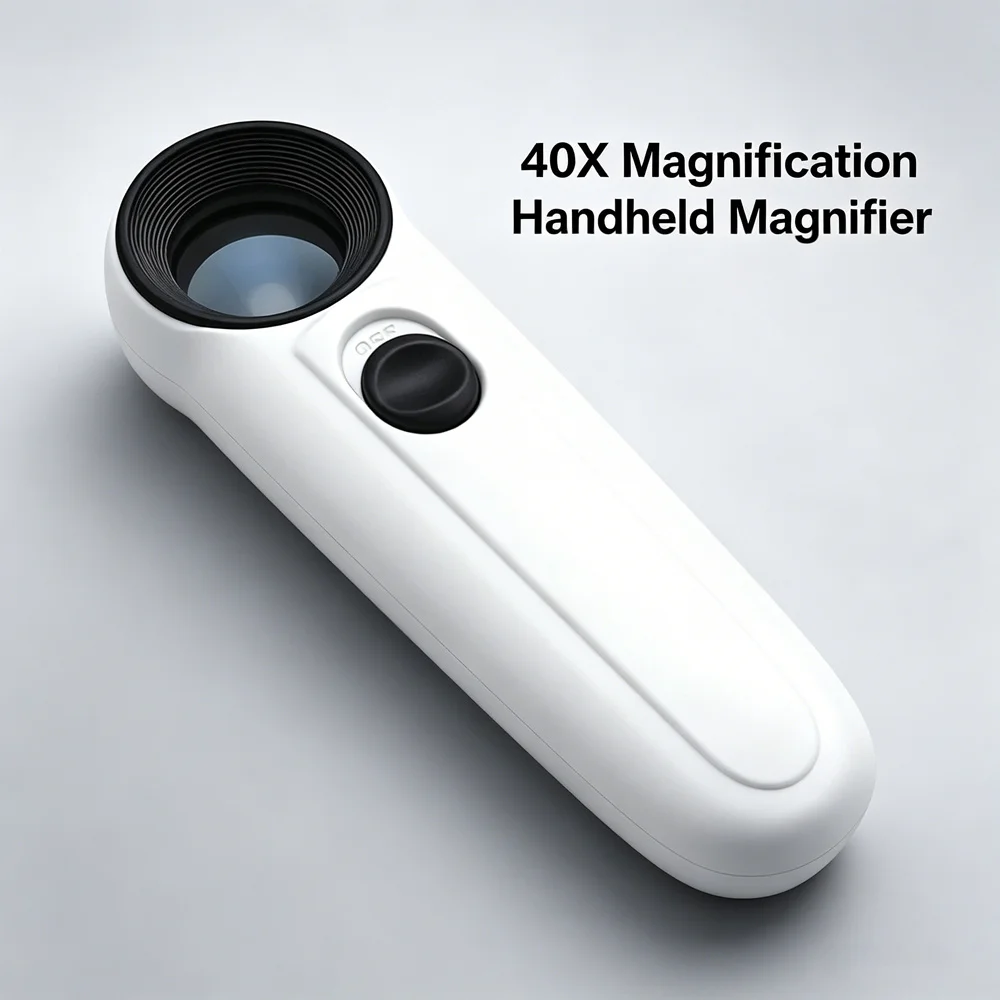 Pocket 40X LED Magnifying Glass Handheld Magnifier For Jewelry ID Watch Repair Coin Stamp Collecting Tool