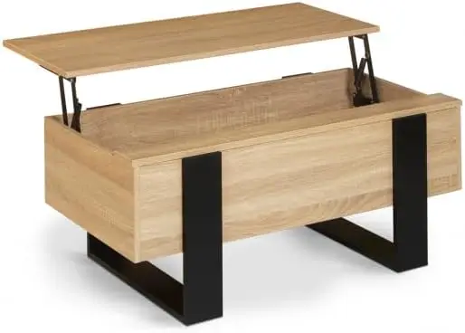 Mesa baja rectangular de madera y negro