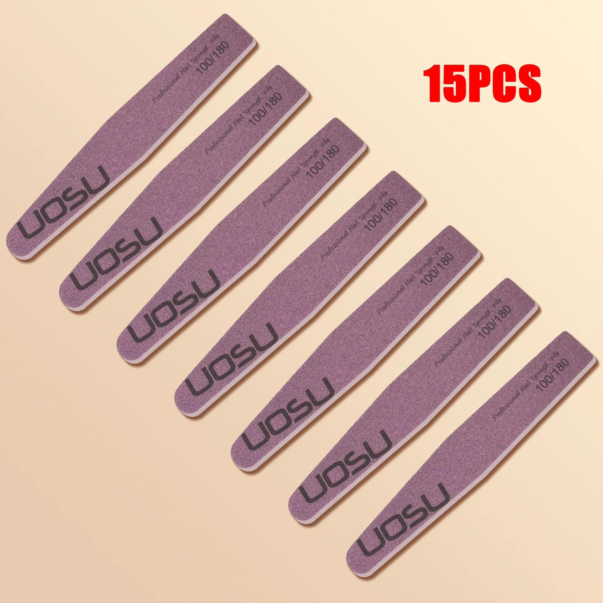 

15PCS Half Moon Nail File Double Sided Sandpaper Nail Sanding & Polishing Manicure Tool 100/180 Professional Sandpaper